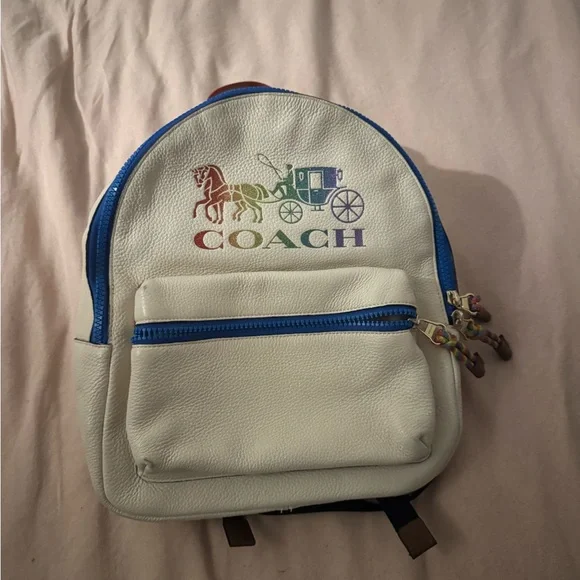 Coach Cream and Blue Mini Backpack - Picture 1 of 1